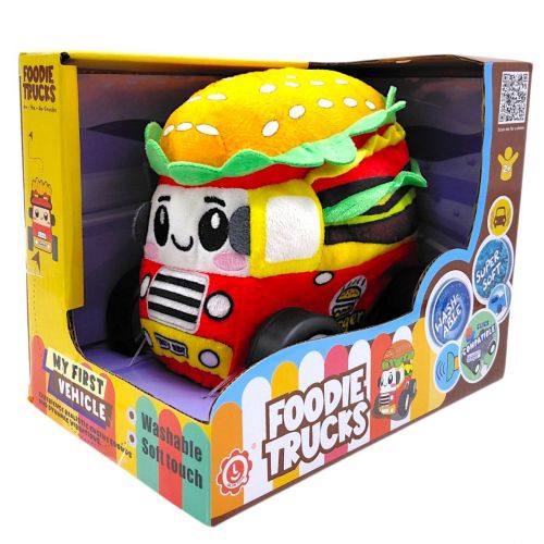 Машинка м`яка “Гамбургер” (звуки транспорту, веселі мелодії, вібрація, знімний чохол, гумові шини, на батарейках)  мініатюра фото 1