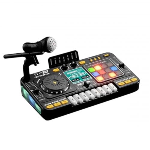 Музична установка (вбудований акумулятор 3. 7 V, USB кабель, музика, піаніно, звукові ефекти, гра на швидкість, запис, підсвічування, мікрофон, в коробці )  мініатюра фото 1