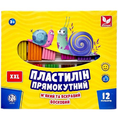 Пластилін восковий, прямокутний 12 кольорів  мініатюра фото 1