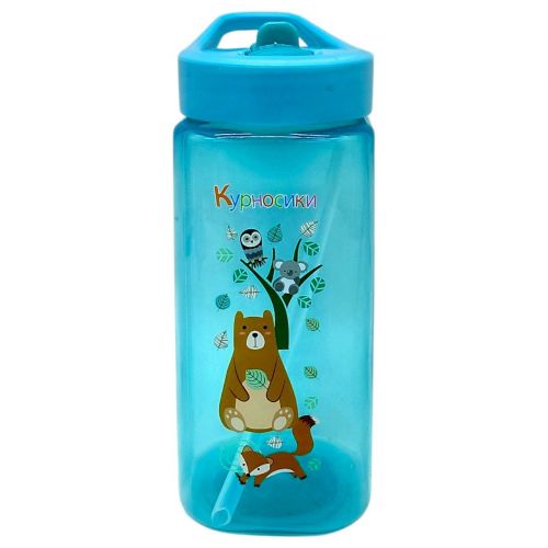 Поїлка зі складним носиком та силіконовою соломкою 420 мл (БІРЮЗОВА)  мініатюра фото 1