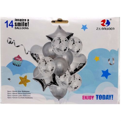Кульки набір-букет 14 шт ENJOY TODAY (СРІБНИЙ)  мініатюра фото 1
