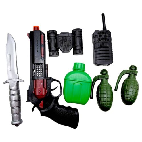 Набір Армії: пістолет, фляга, граната 2шт, бінокль, рація (ТРІСКАЧКА)  мініатюра фото 1