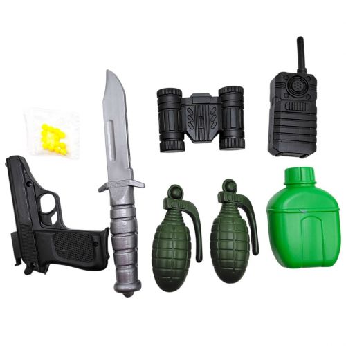 Набір Армії: пістолет, фляга, граната 2шт, бінокль, рація (ПІСТОЛЕТ НА ПУЛЬКАХ)  мініатюра фото 1