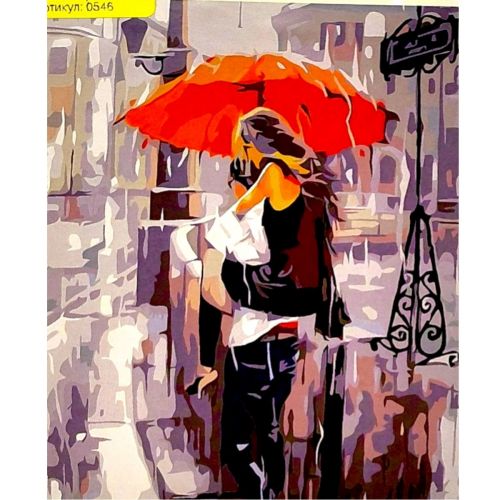Картина по номерах "Двоє під червоною парасолькою" 40*50 см  мініатюра фото 1
