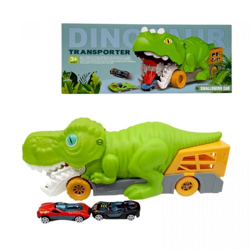 Уцінка. Трейлер-монстр-паркінг динозавр з метал.машинками(2шт.) кор.32*11*12 см. Пошкоджена іграшка фото