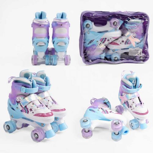 Ролики розмір 34-38 (6) колір Фіолетовий, устілка 21-24 см, колеса PU, КОЛЕСА ЗІ СВІТЛОМ, d коліс – 4,5 см, в сумці  мініатюра фото 1