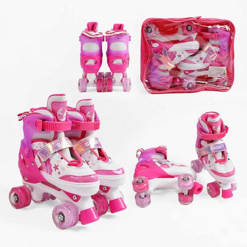 Ролики розмір S 31-34 (6) колір Рожевий, устілка 18-21 см, колеса PU, КОЛЕСА ЗІ СВІТЛОМ, d коліс – 4,5 см, в сумці  мініатюра фото 1