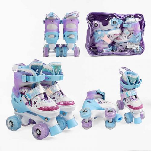 Ролики розмір S 31-34 (6) колір Фіолетовий, устілка 18-21 см, колеса PU, КОЛЕСА ЗІ СВІТЛОМ, d коліс – 4,5 см, в сумці  мініатюра фото 1