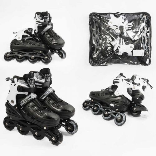 Ролики /розмір 39-43/ колір – Чорний (6) колеса PU, ПЕРЕДНЄ КОЛЕСО СВІТЛО, d – 6. 5 см, в сумці  мініатюра фото 1