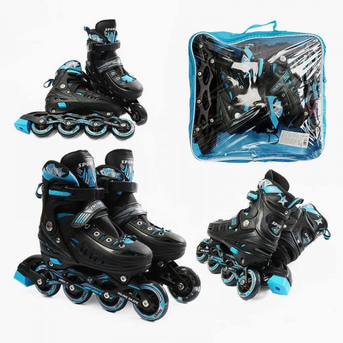 Ролики розмір 34-38 (6) колеса PU, d – 7 см, устілка 20-23 см, алюмінієва рама, переднє зі світлом, підшипник ABEC-7, в сумці  мініатюра фото 1