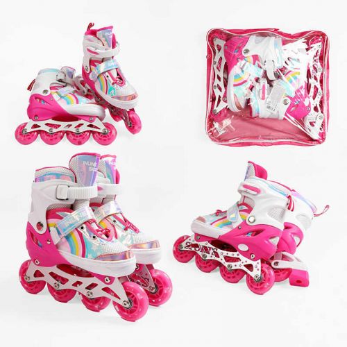 Ролики розмір 34-38 (6) колір Рожевий, устілка 22-24 см, колеса PU, d коліс – 6 см, підсвічування коліс, в сумці  мініатюра фото 1