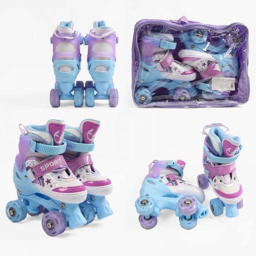 Ролики 80117-05 S розмір колір Фіолетовий, устілка 19-21 см, колеса PU, КОЛЕСА ЗІ СВІТЛОМ, d коліс – 4,5 см, в сумці  мініатюра фото 1