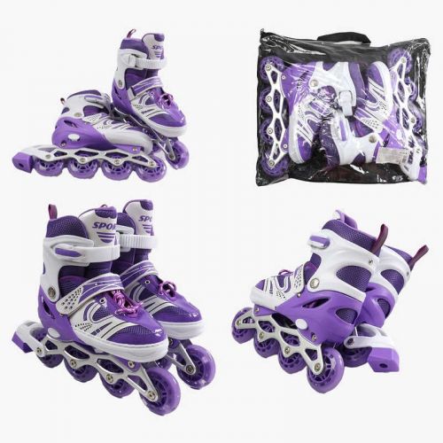 Ролики /розмір 39-43/ колір – ФІОЛЕТОВИЙ (6) колеса PU, ПЕРЕДНЄ КОЛЕСО СВІТЛО, d – 6. 5 см, в сумці  мініатюра фото 1