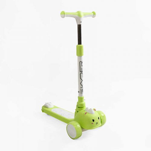 Самокат триколісний Skyper колеса PU 125х40мм зі світлом, УКР. ОЗВУЧУВАННЯ, підсвічування платформи, кермо складне, в пакеті  мініатюра фото 1