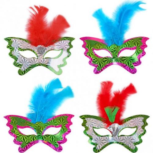 Маска 3D голограма з пірʼям18*9см (мікс видів)  мініатюра фото 1