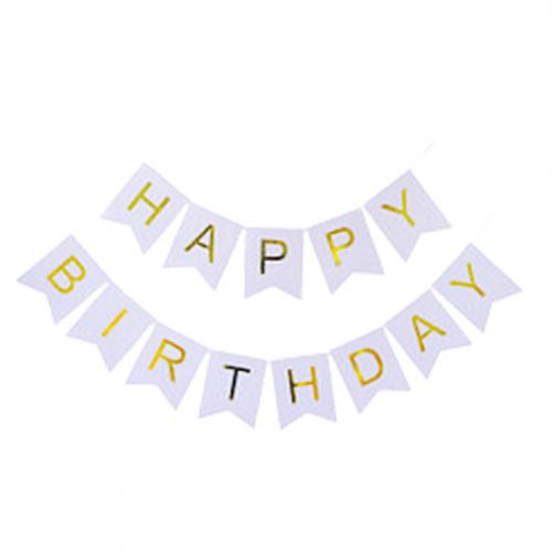 Гірлянда-розтяжка прапорці "Happy birthday" 12*16см-5м, срібло  мініатюра фото 1