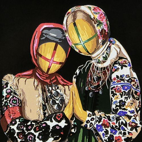 Картина по номерах на чорному фоні "Разом" 40х40 см  мініатюра фото 1