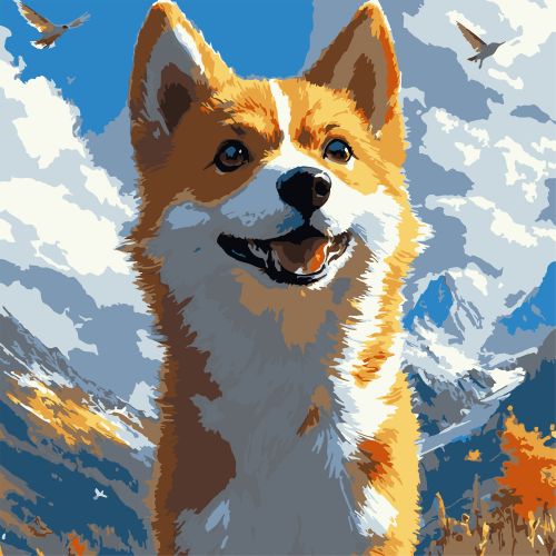 Картина по номерах "Коргі на вітрі" 30х30 см  мініатюра фото 1