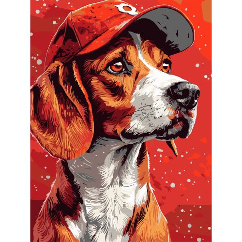 Картина по номерах "Пес у кепці" 30х40 см  мініатюра фото 1
