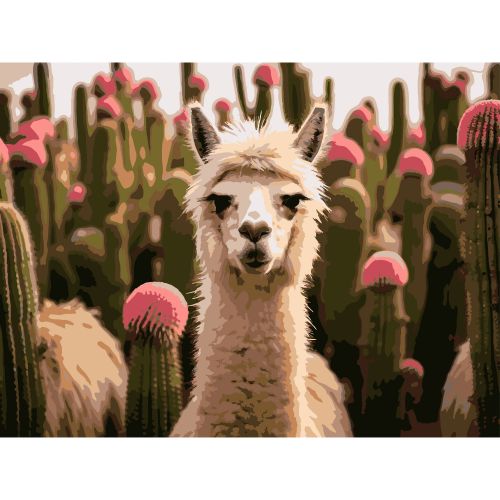 Картина по номерах "Альпака серед квітів" 30х40 см  мініатюра фото 1