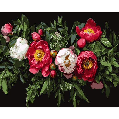 Картина по номерах на чорному фоні "Квіткова композиція" 40х50 см  мініатюра фото 1