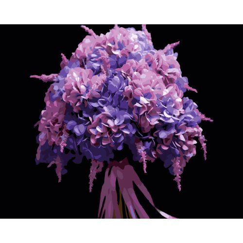 Картина за номерами на чорному фоні "Рожева гліцинія" 40Х50 см  мініатюра фото 1