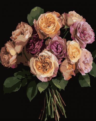 Картина за номерами Strateg Помаранчевий букет  на чорному фоні 40Х50 (AH1279)  мініатюра фото 1