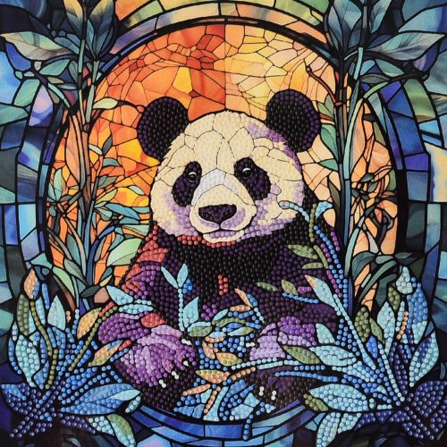 Алмазна мозаїка "Панда в тиші" 30х30 см  мініатюра фото 1