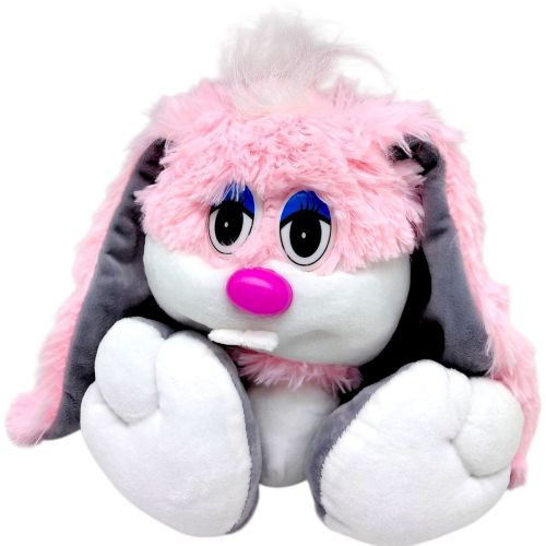 Мʼяка іграшка "Зайка-коротунчик", 30 см, рожевий з сірим  мініатюра фото 1