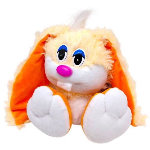 Мʼяка іграшка "Зайка-коротунчик", 30 см, персиковий з помаранчевим  мініатюра фото 1