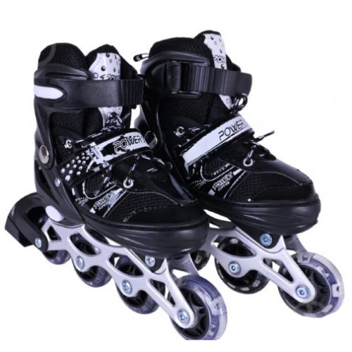 Роликові ковзани розмір M (34-37) колеса PVC (ЧОРНІ)  мініатюра фото 1