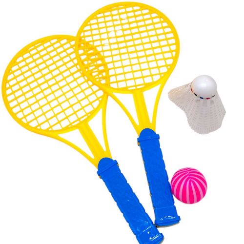 Набір для бадмінтону дитячий (2 ракетки, воланчик і мʼячик) (СИНІЙ)  мініатюра фото 1