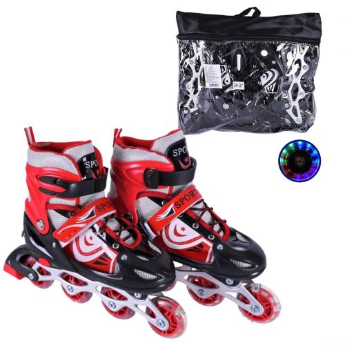 Роликові ковзани розмір M (34-37) колеса PVC (ЧЕРВОНІ)  мініатюра фото 1