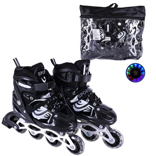 Роликові ковзани розмір M (34-37) колеса PVC (ЧОРНІ)  мініатюра фото 1