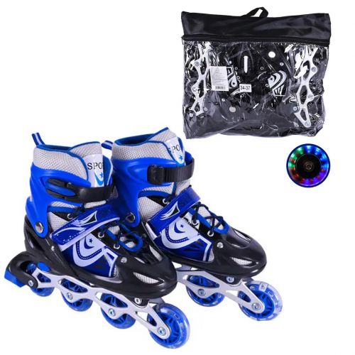 Роликові ковзани розмір M (34-37) колеса PVC (СИНІ)  мініатюра фото 1