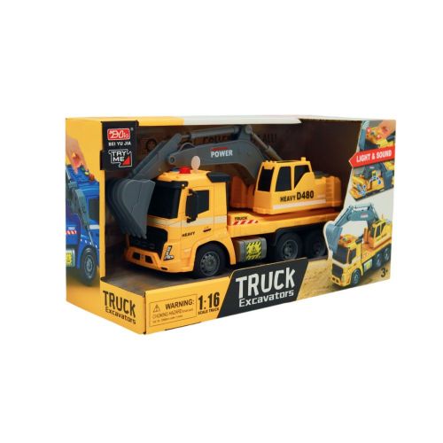 Автомобіль-екскаватор інерційний зі світлом і звуком 1:16 в коробці  мініатюра фото 1