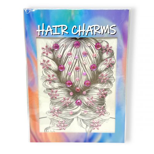 Наклейки-стразы для волос (розовый)  мініатюра фото 1