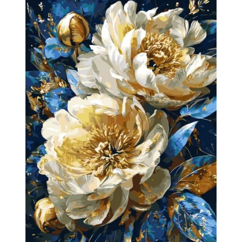 Картина за номерами з фарбами металік "Королівські півонії" 40*50 см  мініатюра фото 1