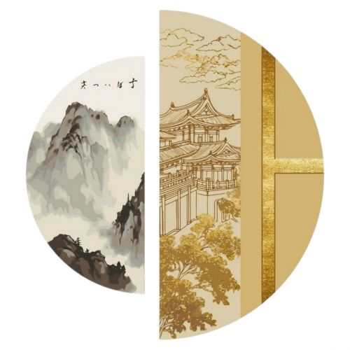 Картина за номерами з фарбами металік "Японський дух" (напівкруги 50 см, 70 см)  мініатюра фото 1