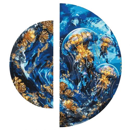 Картина за номерами з фарбами металік "У глибинах океану" (напівкруги 50 см, 70 см)  мініатюра фото 1