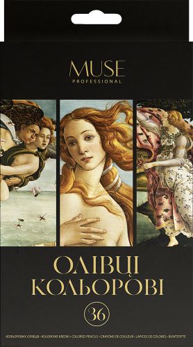 Олівці кольорові тригранні MUSE 36 кольорів + чинка  мініатюра фото 1