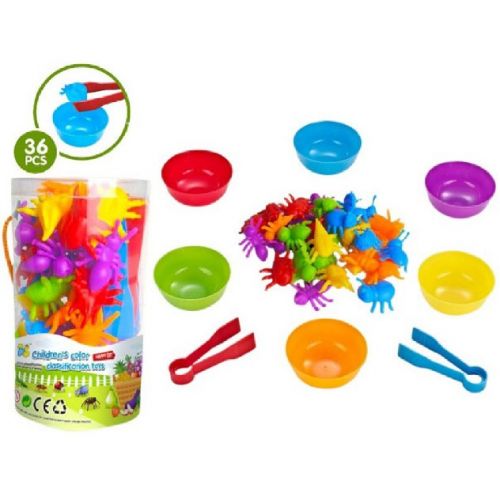 Логічна гра, сортер, 36 елементів, 6 тарілочок, 2 пари щипців  мініатюра фото 1
