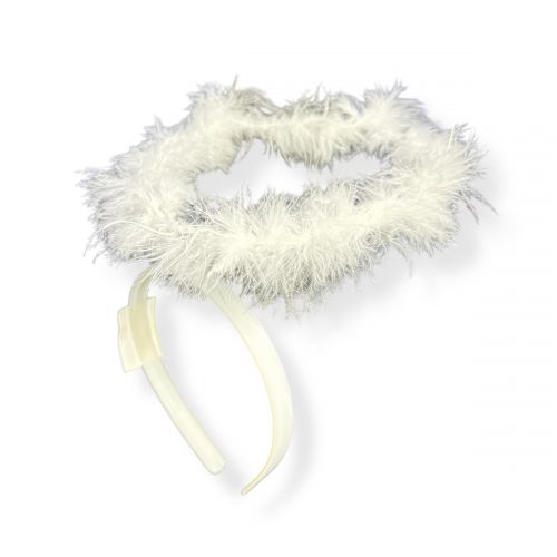 Німб-обруч (білий з пірʼями)  мініатюра фото 1