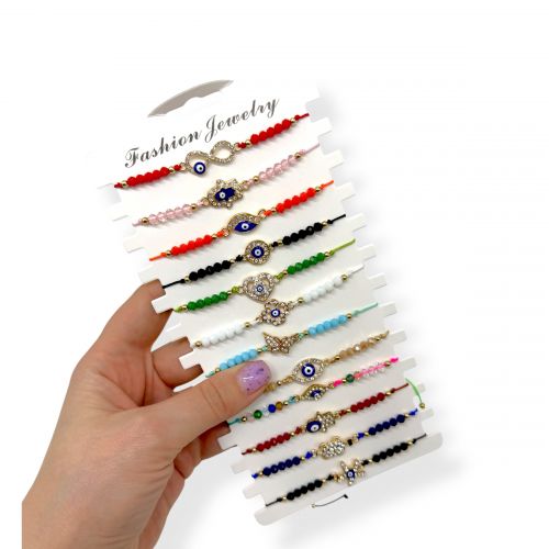 Браслет з камінчиками від зглазу (12 шт)  мініатюра фото 1