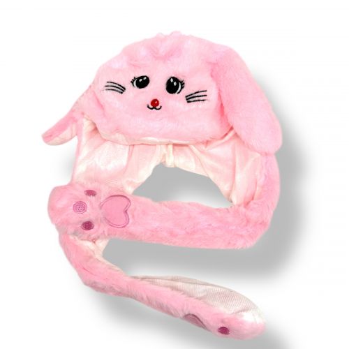 Шапка з вухами, що піднімаються (РОЖЕВА)  мініатюра фото 1