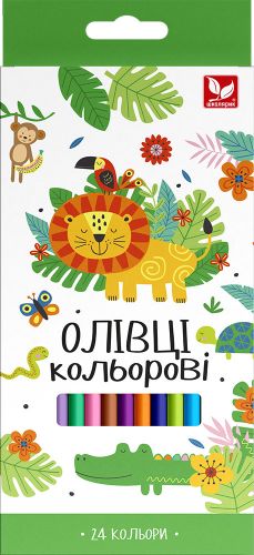 Олівці кольорові тригранні + чинка - 24 кольори  мініатюра фото 1