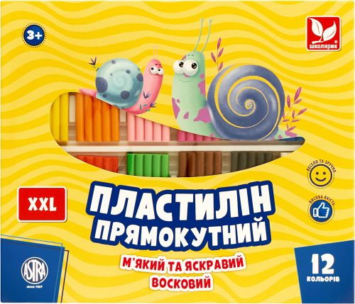 Пластилін прямокутний (12 кольорів)  мініатюра фото 1