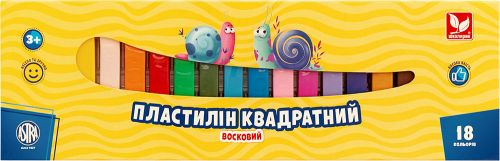 Пластилін квадратний восковий 18 кольорів  мініатюра фото 1