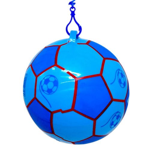 М'яч гумовий, діаметр 17 см, карабін з пружинкою, СИНІЙ  мініатюра фото 1