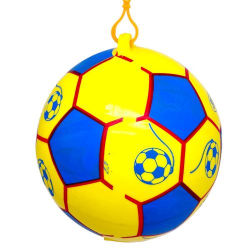 М'яч гумовий, діаметр 17 см, карабін з пружинкою, ЖОВТИЙ  мініатюра фото 1